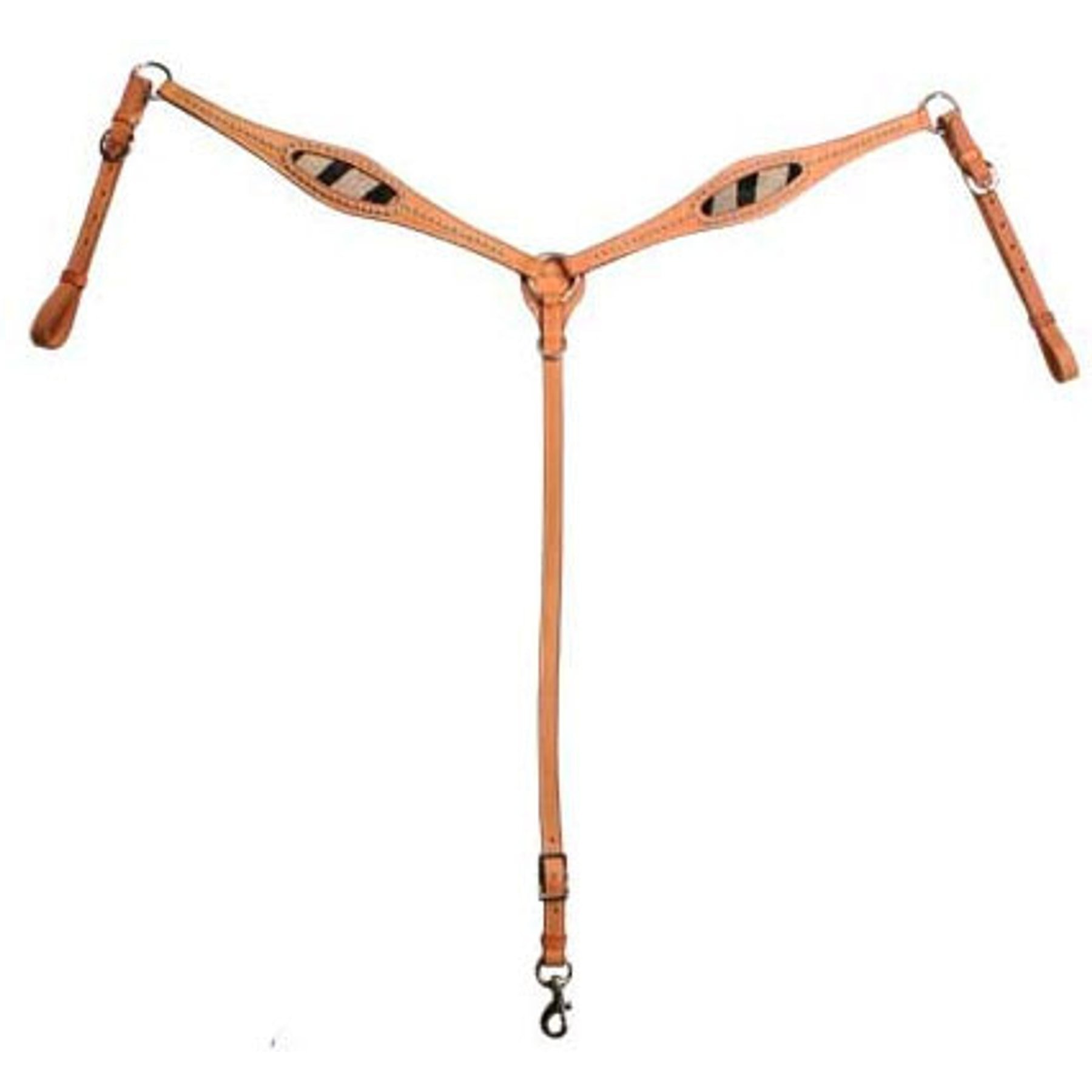 Tahoe Tack Wild Side Zebra Print Breast Collar Opulent Leather, Tan, Full Horse Large
