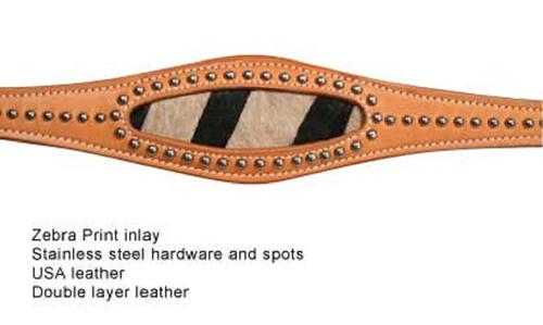 Show full view: Tahoe Tack Wild Side Zebra Print Breast Collar Opulent Leather, Tan, Full Horse Large slide 2 of 2