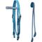 Show in main carousel: Tahoe Tack Nylon Western Padded Browband Headstall with Overlay & Split Reins, Blue Chevron & Hurricane Blue, Cob Medium slide 1 of 4