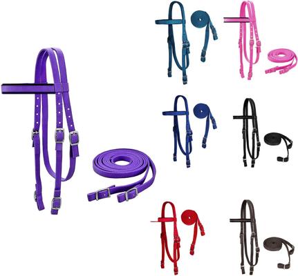 Show full view: Tahoe Tack Double Layer Nylon Padded Headstall with Reins, Purple, Draft Horse XX-Large slide 2 of 7