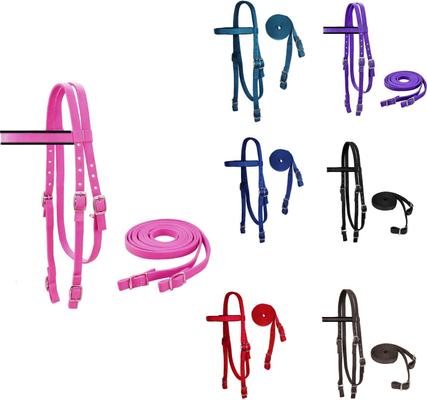 Show full view: Tahoe Tack Double Layer Nylon Padded Headstall with Reins, Pink, Draft Horse XX-Large slide 2 of 7