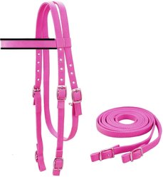 Tahoe Tack Double Layer Nylon Padded Headstall with Reins, Pink, Draft Horse XX-Large