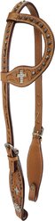 Tahoe Tack Crystal Cross One Ear Headstall Hand Tooled, Tan, Warmblood X-Large