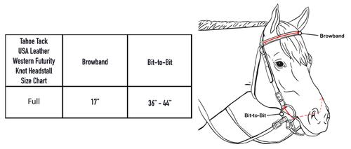 Show full view: Tahoe Tack Leaf Tooled Knotted Headstall Double Layer Opulent Leather, Tan, Full Horse Large slide 2 of 6