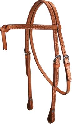 Show full view: Tahoe Tack Leaf Tooled Knotted Headstall Double Layer Opulent Leather, Tan, Full Horse Large slide 5 of 6