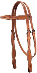 Tahoe Tack High Country Western Browband Headstall with Spots Opulent Leather, Tan, Full Horse Large