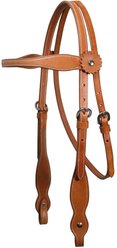 Tahoe Tack Country Brow Band Headstall Double Layer Opulent Leather, Tan, Full Horse Large