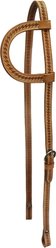 Tahoe Tack Basket Weave Hand Tooled Slip Ear Headstall Opulent Leather, Tan, Full Horse Large