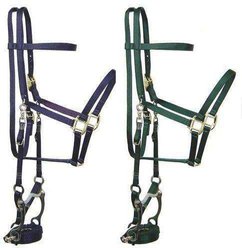 Tahoe Tack Nylon Halter Bridle Combo with Grazing Bit Made in Opulent, Hunter Green, Full Horse Large