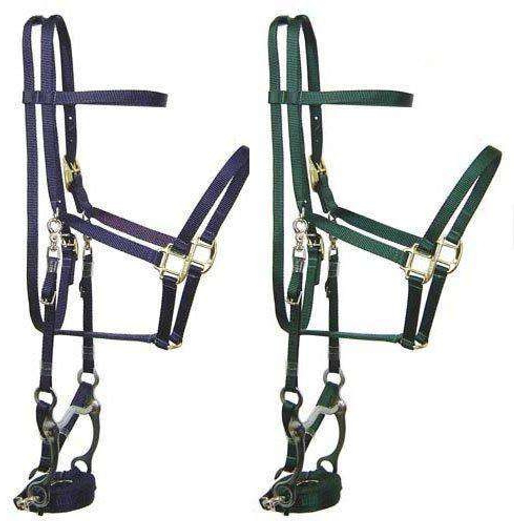 Tahoe Tack Nylon Halter Bridle Combo with Grazing Bit Made in Opulent, Hunter Green, Full Horse Large