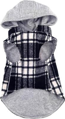 Show full view: Doggie Design Weekender Dog Sweatshirt Hoodie, Black & White Plaid Flannel, X-Large slide 3 of 5