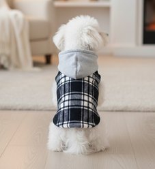 Doggie Design Weekender Dog Sweatshirt Hoodie, Black & White Plaid Flannel, Medium slide 2 of 4