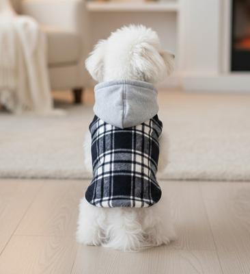 Show full view: Doggie Design Weekender Dog Sweatshirt Hoodie, Black & White Plaid Flannel, X-Large slide 4 of 5