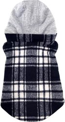 Doggie Design Weekender Dog Sweatshirt Hoodie, Black & White Plaid Flannel, Medium