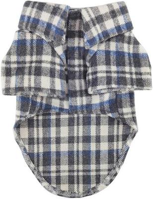 Show full view: Doggie Design Flannel Dog Shirt, Gray & Blue Plaid, Small slide 3 of 6