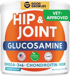 GoodGrowlies Glucosamine Hip & Joint Chicken Flavored Soft Chew Supplement for Dogs, 120 count
