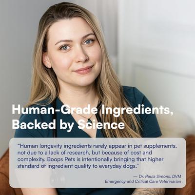 Show full view: Boops Pets Longevity & Healthy Aging Peanut Butter & Chicken Flavored Soft Chews Supplement for Dogs, 90 count slide 7 of 11