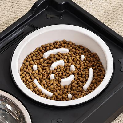 Show full view: Supet Adjustable Height Stainless Steel Elevated Dog Bowls, Black, 8.75-cup slide 3 of 6