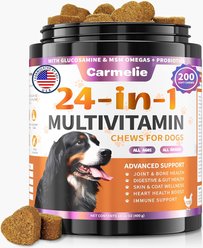 Carmelie 24-in-1 Hip & Joint, Skin & Coat, Immune & Digestive Health Chew Vitamins & Supplements for Dogs, 200 count slide 1 of 9