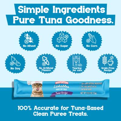 Show full view: Beefeaters Lickables Tuna Puree Recipe Cat Treat, 1.59-oz bag, case of 12 slide 6 of 9