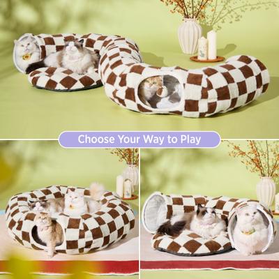 Show full view: Lesure 2-in-1 Cat Tunnel Bed, Large, Brown slide 2 of 7