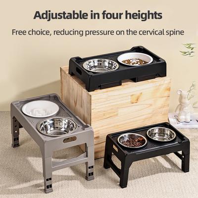Show full view: Supet Adjustable Height Stainless Steel Elevated Dog Bowls, Black, 8.75-cup slide 5 of 6