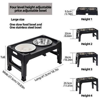 Show full view: Supet Adjustable Height Stainless Steel Elevated Dog Bowls, Black, 8.75-cup slide 6 of 6