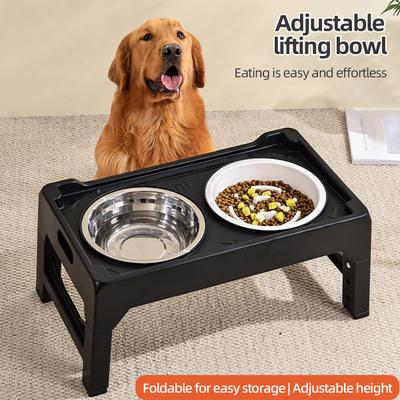 Show full view: Supet Adjustable Height Stainless Steel Elevated Dog Bowls, Black, 8.75-cup slide 2 of 6