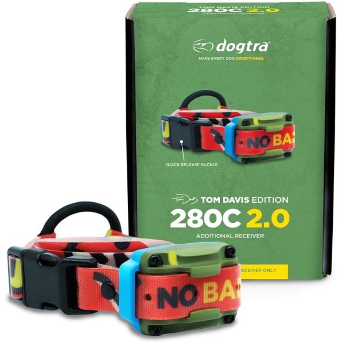 Dogtra Tom Davis Edition 280C 2.0 Additional Receiver Waterproof Remote Dog Training Collar, Green/Beige