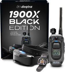 Dogtra 1900X Black Edition Waterproof Vibration & Tone Remote Dog Training Collar, 13 to 20-in neck, Matte Black