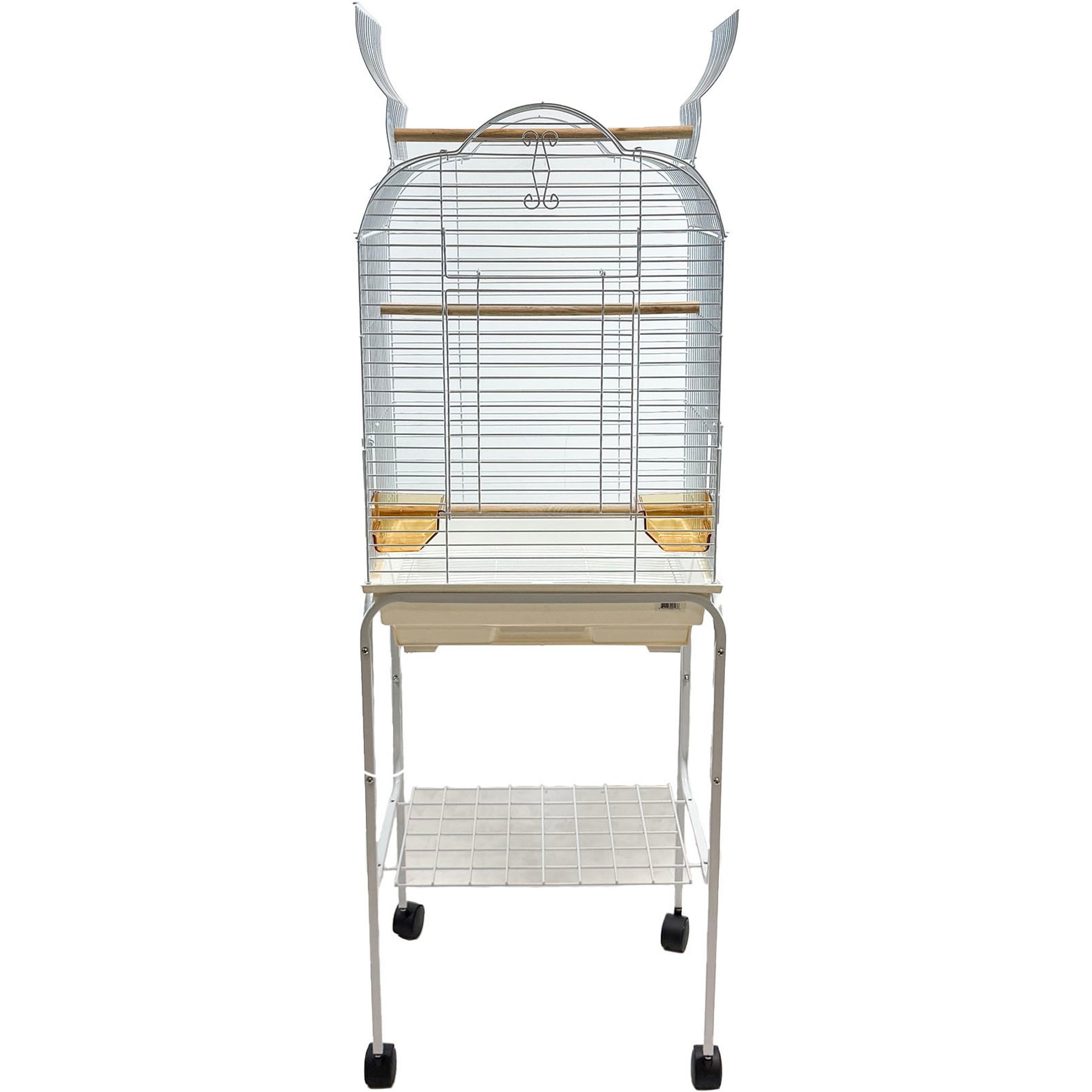 YML 5834 Open Shell Top Wheeled Bird Cage, White, Medium
