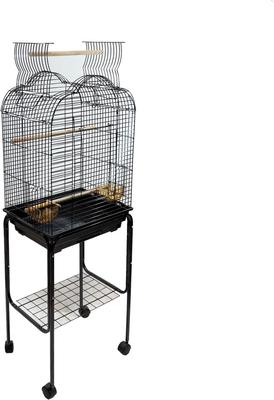 Show full view: YML 5834 Open Shell Top Wheeled Bird Cage, Black, Medium slide 2 of 3