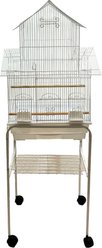 YML 5944 Pagoda Top Wheeled Bird Cage, White, Large