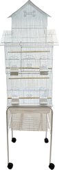 YML 6944 Tall Pagoda Top Wheeled Bird Cage, White, X-Large