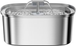 HINTON Indoor Hydration Dispenser & Ultra Quiet Pump Stainless Steel Dog & Cat Water Fountain with Flower Shaped Spout & Water Level Window, Silver, 3.2-L