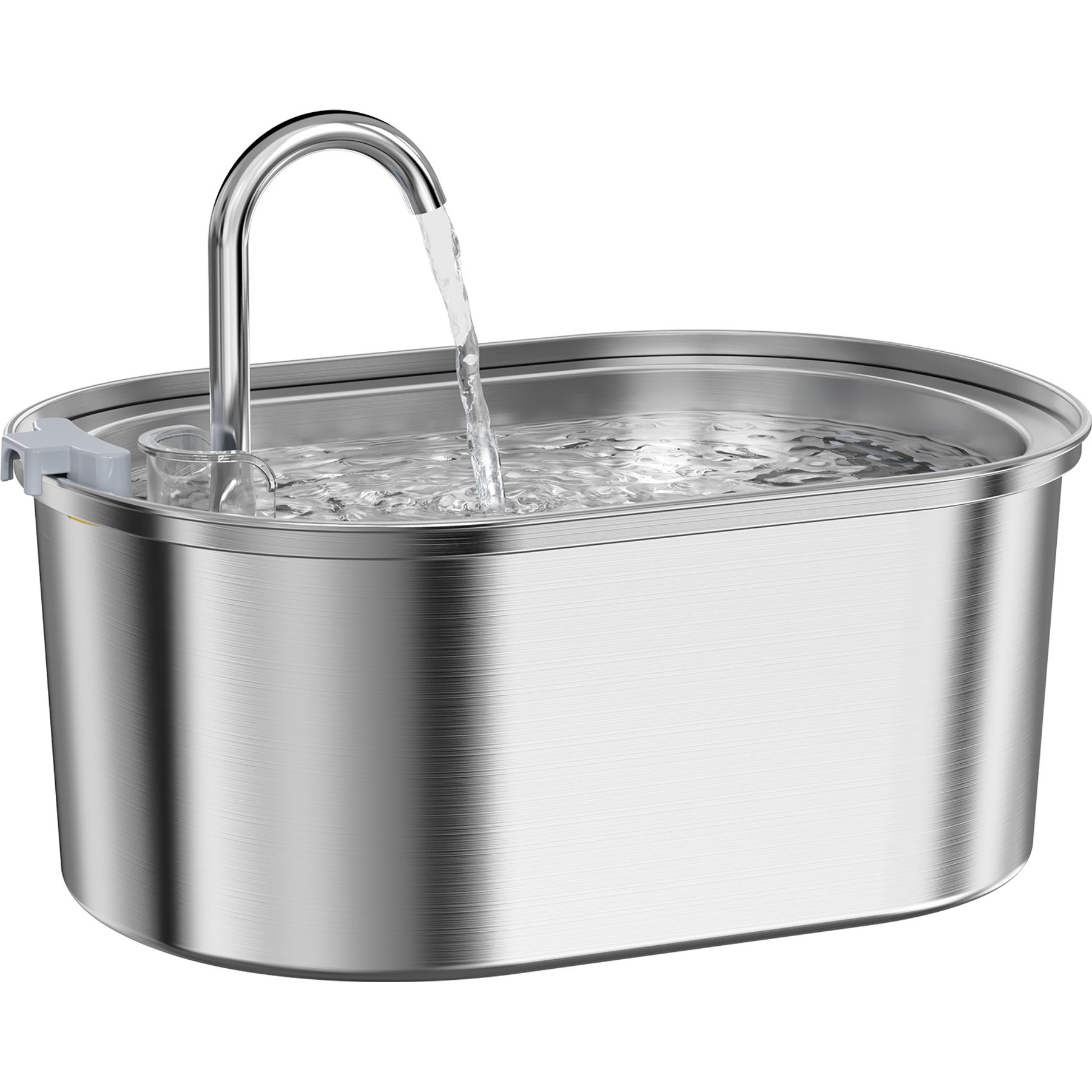 HINTON Ultra Quiet Pump Stainless Steel Dog & Cat Water Fountain with Flower Shaped Spout & Water Level Window, Silver, 3.2-L