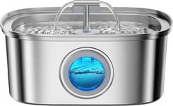 HINTON Indoor Automatic Water Dispenser & Ultra Quiet Pump Stainless Steel Dog & Cat Water Fountain with Multi-Stage Filtration & Water Level Window, Silver, 3.2-L