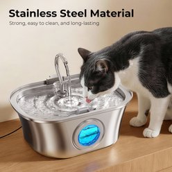 HINTON Automatic Hydration Dispenser & Ultra Quiet Pump Stainless Steel Dog & Cat Water Fountain with Multi-Stage Filtration, Water Tap Nozzle & Water Level Window, Silver, 3.2-L slide 2 of 8