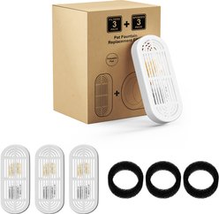 HINTON PDZD-3 Dog & Cat Water Fountain Replacement Filters & Pre-Filter Sponges, White, 3 count