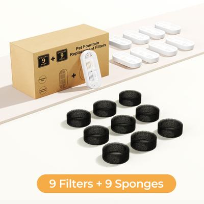 Show full view: HINTON PDZD-9 Dog & Cat Water Fountain Replacement Filters & Pre-Filter Sponges, White, 9 count slide 5 of 5
