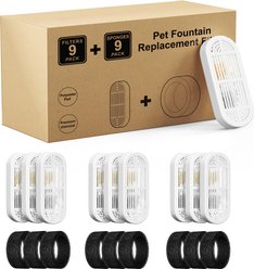 HINTON PDZD-9 Dog & Cat Water Fountain Replacement Filters & Pre-Filter Sponges, White, 9 count
