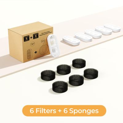 Show full view: HINTON PDZD-6 Dog & Cat Water Fountain Replacement Filters & Pre-Filter Sponges, White, 6 count slide 5 of 5