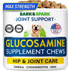 Bark&Spark Glucosamine Chondroitin Peanut Butter Flavored Hip & Joint Chews Supplement for Dogs, 120 count