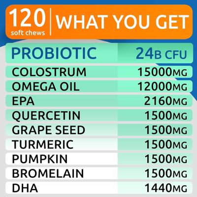 Show full view: Bark&Spark Advanced Allergy Relief & Itch Relief with Omega 3 & Fish Oil with Probiotics Chew Supplement, 120 count slide 6 of 10
