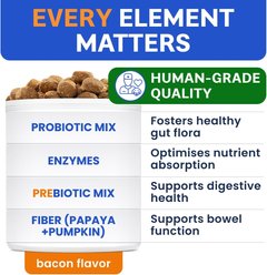 Bark&Spark Vet Strength Probiotics Digestive Enzymes Prebiotics Fiber Chews Supplement for Dogs, 120 count slide 2 of 8