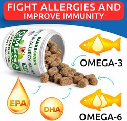 Bark&Spark Allergy Relief & Itch Relief with Omega 3 Skin & Coat with Salmon Oil Chew Supplement for Dogs, 180 count slide 2 of 8