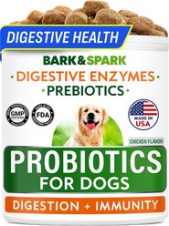 Bark&Spark Probiotics & Digestive Enzymes Fiber & Digestion & Gut Health Chew Supplement for Dogs, 120 count