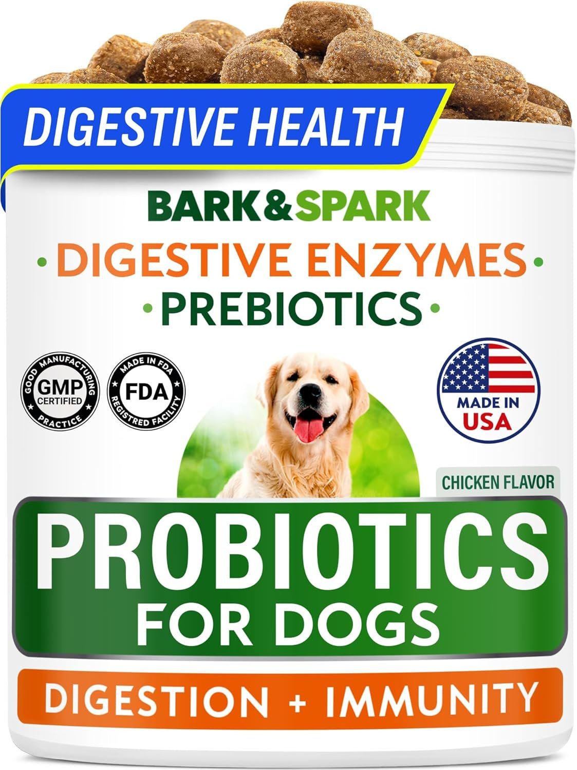 Probiotics & Digestive Enzymes Fiber & Digestion & Gut Health Chew Supplement for Dogs