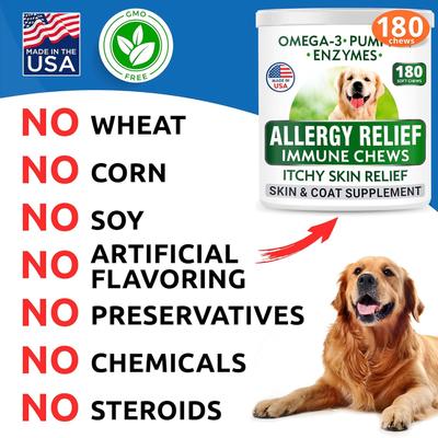 Show full view: Bark&Spark Allergy Relief & Anti Itch Relief with Omega 3 Skin & Coat Fish Oil Chew Supplement for Dogs, 180 count slide 8 of 11
