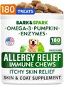 Bark&Spark Allergy Relief & Anti Itch Relief with Omega 3 Skin & Coat Fish Oil Chew Supplement for Dogs, 1...